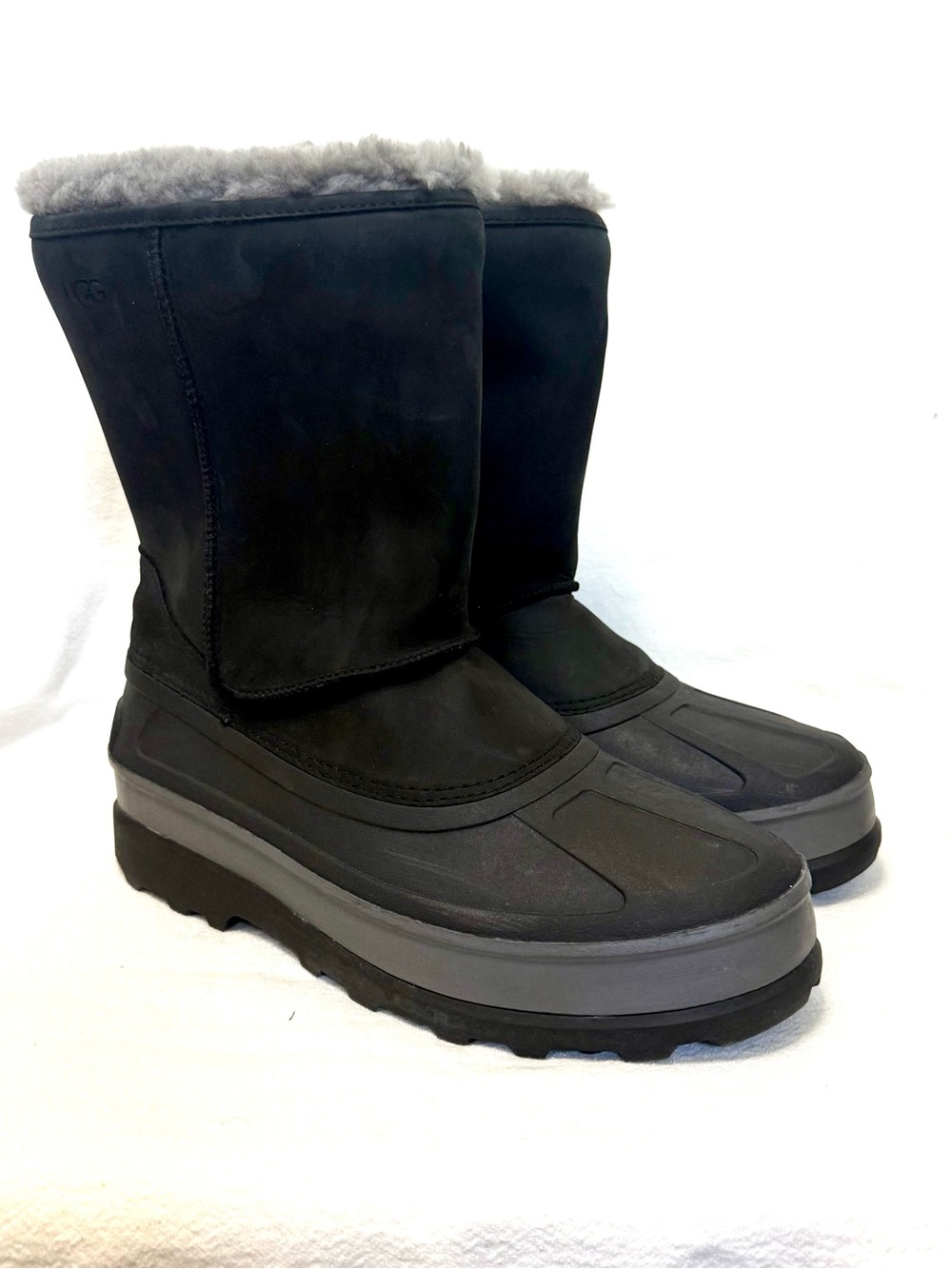 *Like New* UGG Black Waterproof Winter Boot with Gray Shearling Cuff